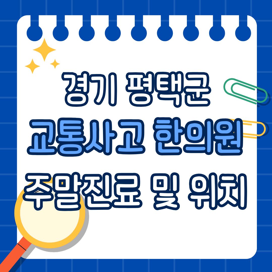 경기 평택군 교통사고 한의원 추천 (토요일, 일요일 진료)