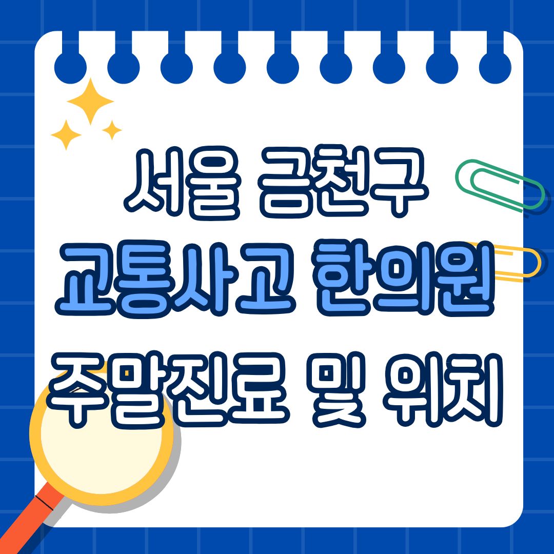 서울 금천구 교통사고 한의원 추천 (토요일, 일요일 진료)