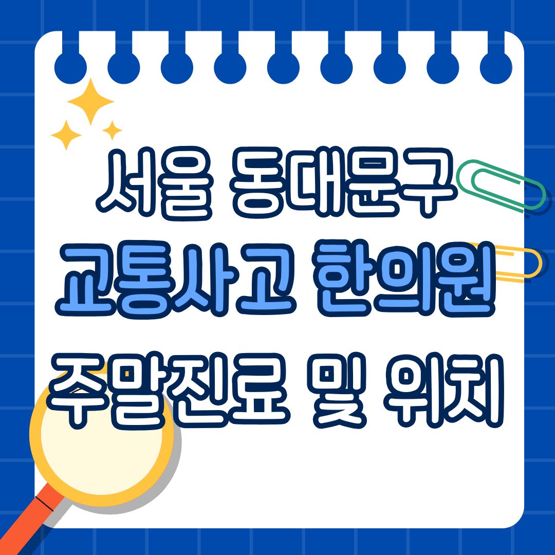 서울 동대문구 교통사고 한의원 추천 (토요일, 일요일 진료)