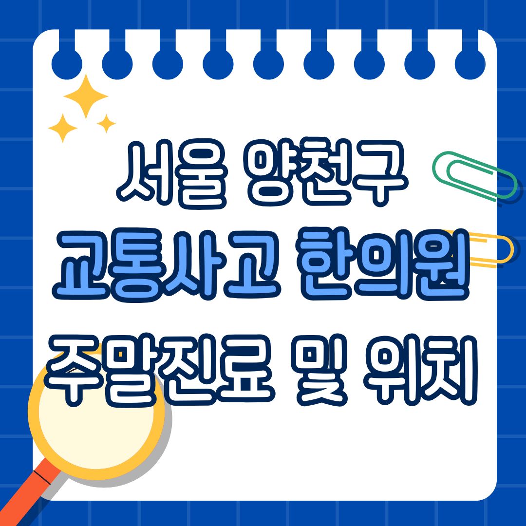 서울 양천구 교통사고 한의원 추천 (토요일, 일요일 진료)
