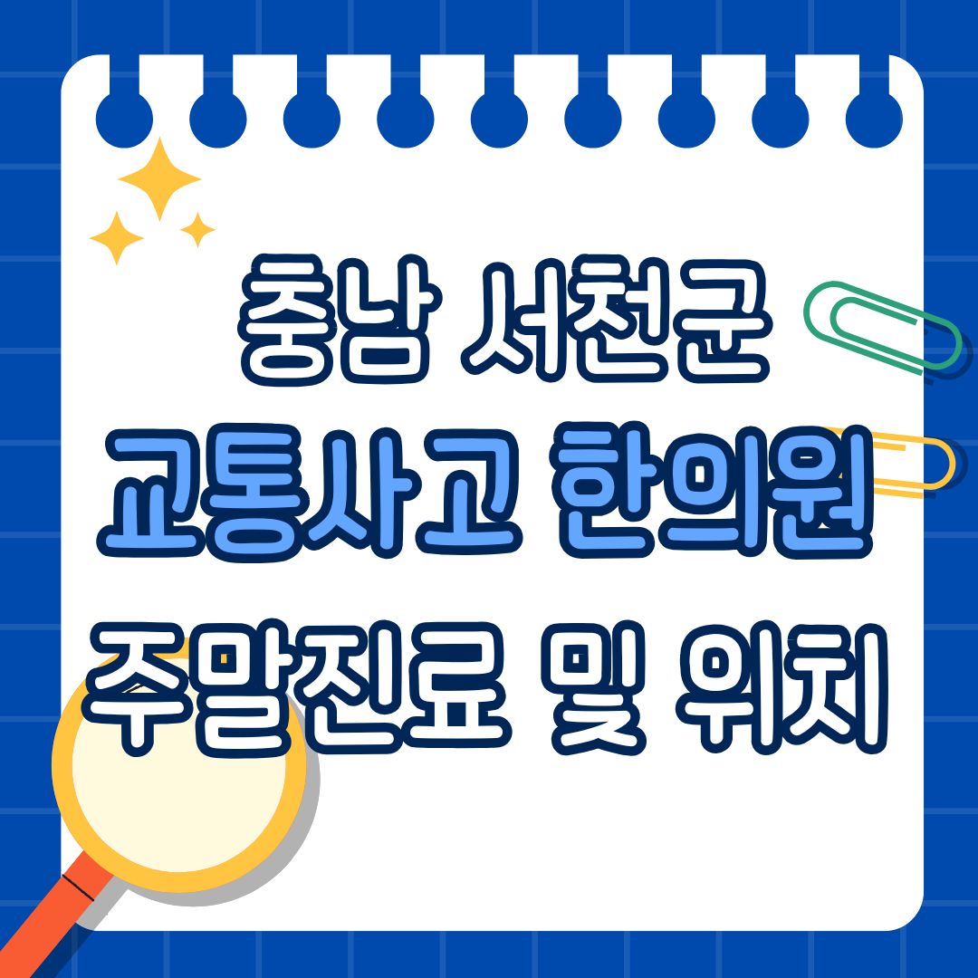 충남 서천군 교통사고 한의원 추천 (토요일, 일요일 진료)