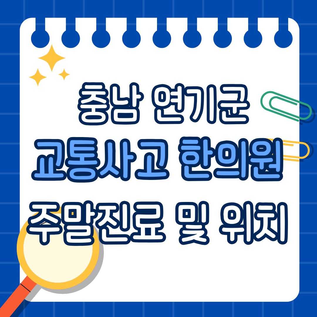 충남 연기군 교통사고 한의원 추천 (토요일, 일요일 진료)
